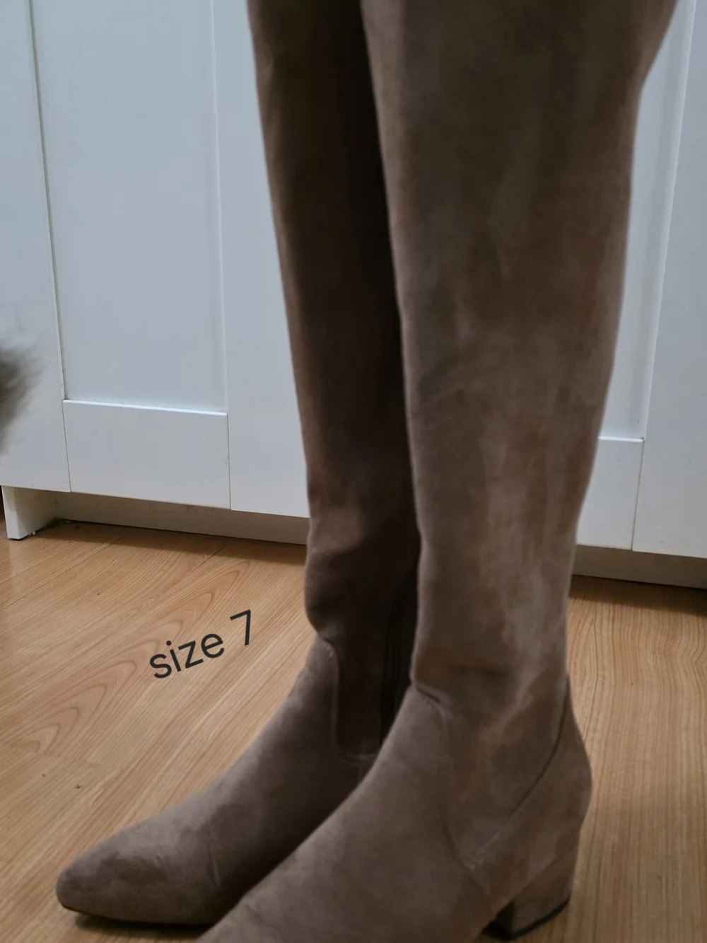 Over-the-Knee Suede Block Heel Boots - Brown